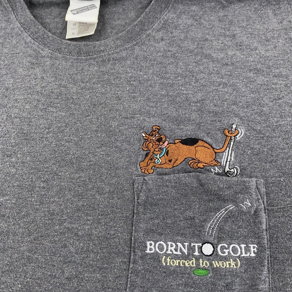 Vintage Scooby Doo Shirt Mens Medium Gray Born To Golf Cartoon Network 2000s Tee